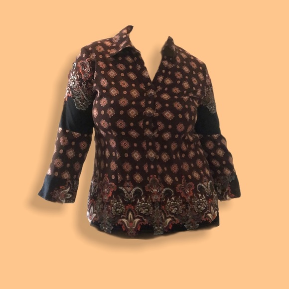 Vintage 70s groovy brown long sleeve button up - Picture 10 of 10